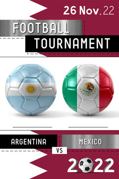Argentina and Mexico football match - Tournament 2022 - 3D illustration
