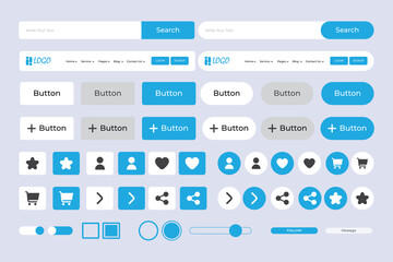 UI/UX kit collection. User interface elements for any design. Flat design colored UI kit collection
