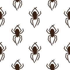 Spider vector seamless pattern on a white background. Insect pattern print on textiles, paper, wrapping paper theme