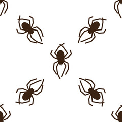 Spider vector seamless pattern on a white background. Insect pattern print on textiles, paper, wrapping paper theme