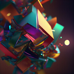 Abstract Geometric 3D Shapes for Decorating and Creating