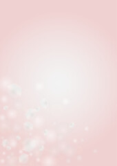 Abstract Vector Pink Background with Silver and White Light Spots. Magic Shiny Pastel Print. Baby Print. Romantic Bokeh Blurred Page Design for St' Valentines Day.  Gentle Stardust Pattern..