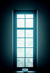 Horizontal shot of beautifully designed closed windows 3d illustrated