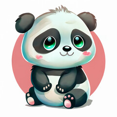 Horizontal shot of a cute panda icon logo 3d illustrated