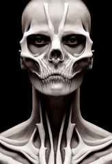 Horizontal shot of a bone faced human 3d illustrated