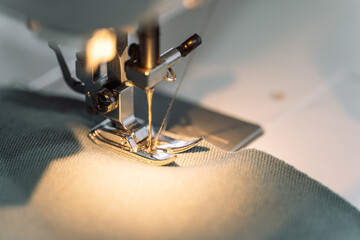 Working sewing machine close up.
