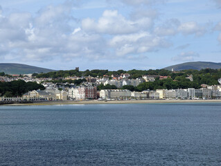 Fototapeta na wymiar A view across the bay towards Douglas the capital of the Isle of Man.