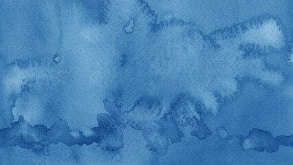 horizontal blue watercolor background, wet paper effect