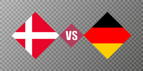 Denmark vs Germany flag concept. Vector illustration.