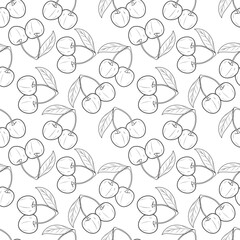 Seamless pattern of realistic cherries on a white background. vector illustration.
