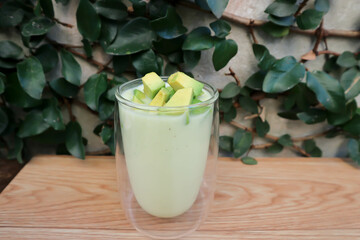 blended avocado , avocado smoothie or avocado  yogurt or avocado milk