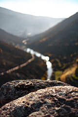 the river in the middle of green mountains, the viewpoint, the landscape 