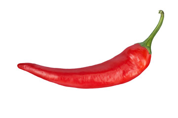 Red hot chili pepper close-up, transparent background.