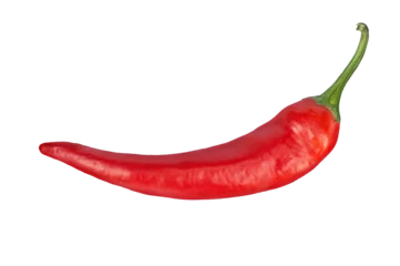 Selbstklebende Fototapete Scharfe Chili-pfeffer Red Hot Chili Pepper Nahaufnahme, transparenter Hintergrund.