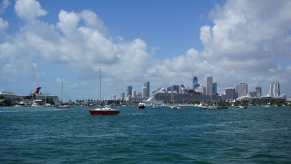 Fototapeta na wymiar Port of Miami with cruise ships. Miami is a major port in United States