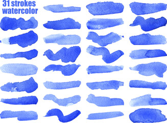 Big set of vector blue brush strokes.Watercolor texture splatters. Grunge rectangle text boxes. Frames for text or quote.
