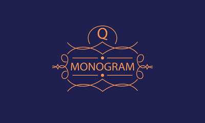 Luxury logo template with elegant ornament and letter Q. Business sign, monogram identity for restaurant, boutique, cafe, hotel, heraldic, jewelry, fashion, etc.