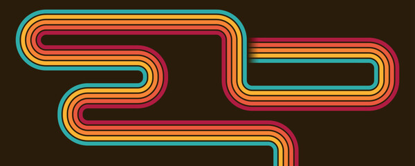 Abstract Colorful Funky Retro Vintage Background. 1970s Retro Style With Stripes Vector Illustration