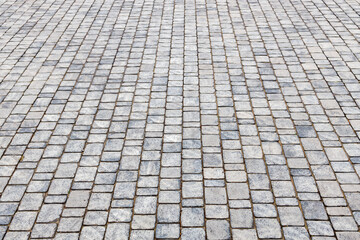 bottom view of the stone pavement, the prospect of many stones going into the distance