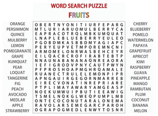 Word search puzzle vector (Word find game) illustration. Fruits.