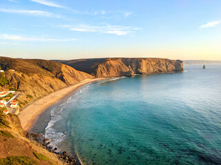 Sunset Arrifana beach surfing Portugal