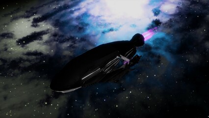 3D Illustration of my idea of ​​extraterrestrial spaceship.