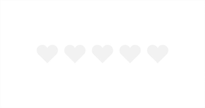 Five rating heart moving from the middle and rotate in white background. Seamless red hearts review vector for business, award, hotel, high score, love, like&hellip;