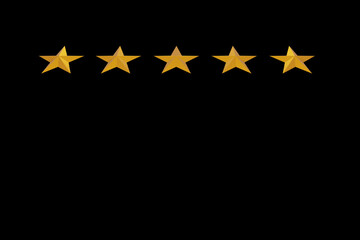 View at an angle on five star symbol, the concept of a positive rating, reviews and feedback on black background - 548291940