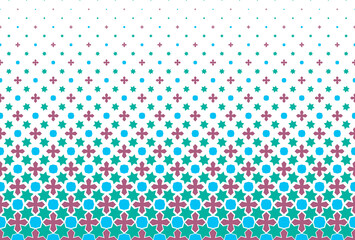Geometric pattern of color figures on a white background. Seamless in one direction.SCALE method