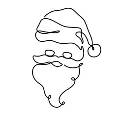 santa claus happ face in continuous line drawing style