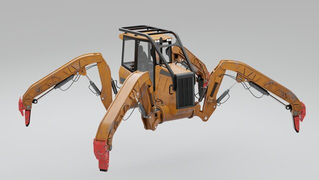 Tractor robot Spider.model 3D artwork.3D rendering.3D illustration. model blender