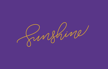 sunshine word lettering design in continuous line drawing