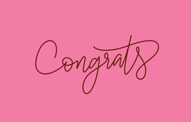 congrats word lettering design in continuous line drawing