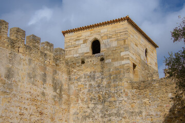 Architectural details in the St-Georges Castle in the city of Lisbon in Portugal