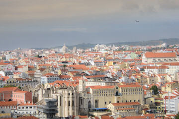 Naklejka na ściany i meble View of the city of Lisbon in Portugal and its architecture from the St-Georges Castle