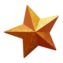 Golden festive star in glitter, design element for decoration of parties, holidays, birthdays