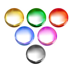 set of glass decorative colorful balls elements for web designs on a white background