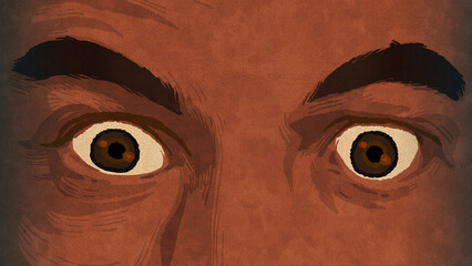 Close up of shocked eyes