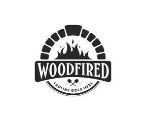 Brick oven pizza logo design vector template. Firewood brick oven logo designs