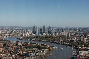 Aerial view of the Isle of Dogs in London, England