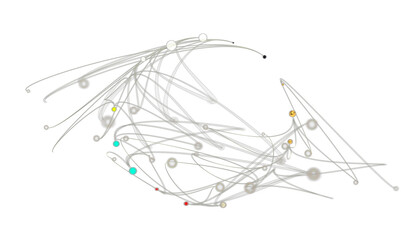 Big data visualization. Network connection structure with chaotic distribution of points and lines. 3D rendering.