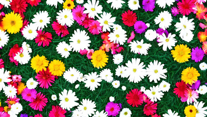 カラフルな花の背景　テクスチャ　素材