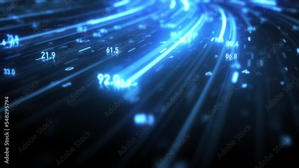 Poster big data digital business hitech background/ 4k animation of an abstract wallpaper big data business