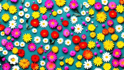 カラフルな花の背景　テクスチャ　素材