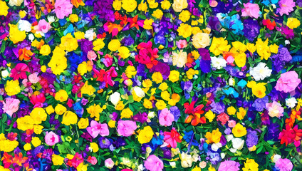 カラフルな花の背景　テクスチャ　素材