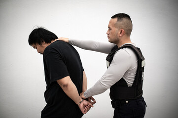 Police and thief concept,The cop catch criminals break the law