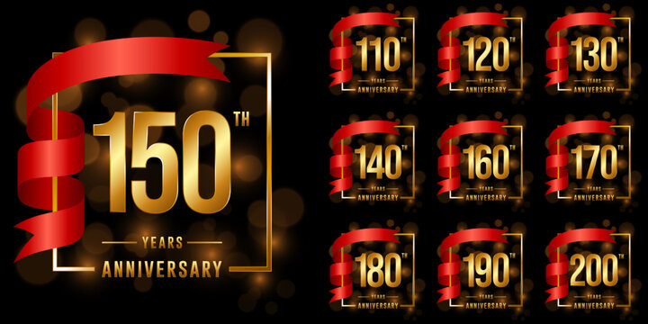 Collection of anniversary template designs. Vector Illustration