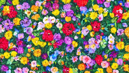 カラフルな花の背景　テクスチャ　素材