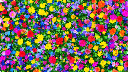 カラフルな花の背景　テクスチャ　素材