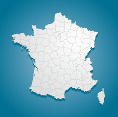 Vector map country France divided on regions